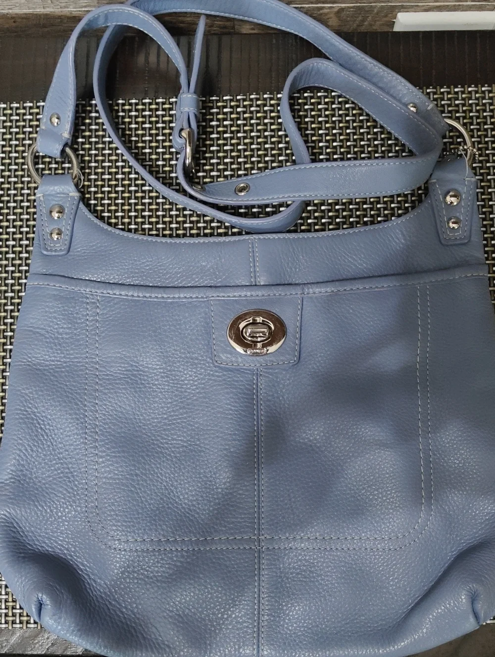 Rare, Vintage Coach Cornflower Blue Leather Crossbody Shoulder Bag